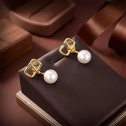 Stud Stud Dangle Chandelier Drop Pearl Earrings Gold Dangle Earring Designer For Woman Fashion Luxury Brand Letter V Mans Stud Earings Girls Ear Studs Earring