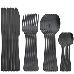 Flatware Sets Juego Cubiertos Acero Inoxidable 18/10 Vajilla Color Negro Mate Cuchillo Cocina Tenedor Fruta Cuchar