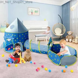 Zabawne namioty dziecięce Tunnel Spaceship 3 w 1 namiot dom Zabawa Zabawek Składane dzieci Crawling Portable Ocean Pool Basen Little House Udawanie prezentów zabawek Q231220