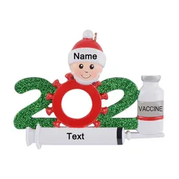 在庫全体で小売ポリエッシン2021 2つのパーソナライズされた検疫クリスマスツリーの装飾装飾クリスマスキーケーセイクSOU270V