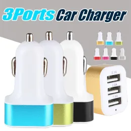 3 Ports USB Car Charger For iPhone X 8 7 Travel Adapter Car Plug Triple USB Charger For iPad Tablet Without Package ZZ