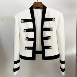 High Street EST 2023 Designer Jacket Women's Color Block Collarless Lion Button Band 231220