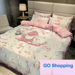 Einfache Fashion Duvet Cover Mode Marke Mode Wäsche Seide Vierköpfig Set Frühling/Sommer Silky Sleep Naked Double Single Laken ohne innere