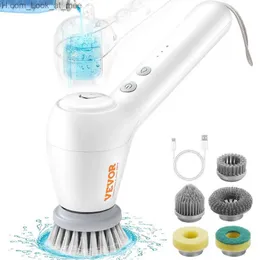 Escovas de limpeza Spin Scrubber Multiuso sem fio portátil escova de limpeza elétrica com 5 cabeças de escova substituíveis 360 Power Cleaner Q231220