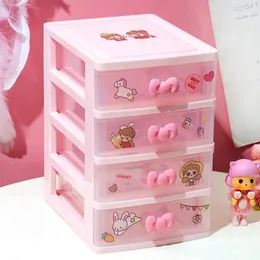 Pink Storage Box Cute Shelf Desk Drawer Small Cosmetics Stationery Set Sundries Desktop Organizer Office Supplies 231220