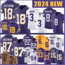 Grossist Justin Jefferson TJ Hockenson fotbollströjor Addison Joshua Dobbs Hicks Kirk Cousins ​​Harrison Smith Mattison Randy Moss Brian Asamoah II Byron Murphy J