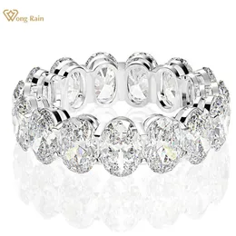 Anéis de casamento Wong Rain 925 Sterling Silver Oval Diamantes de Alto Carbono Gemstone Engagement Cluster Ring Wedding Band Fine Jewelry Atacado 231219