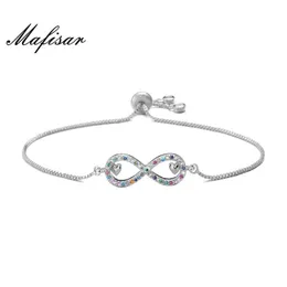 Mafisar 2021 nova moda arco-íris cor cz pedra jóias rosa cor de ouro 8 forma infinito charme pulseiras para mulheres menina2962