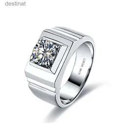Pierścień Solitaire Solid14K biały złoto AU585 Pierścień 0,8ct Moissanite Male's Wedding Stone Certified Natural Diamond Pierścień dla mężczyzny D Color VVS1L231220