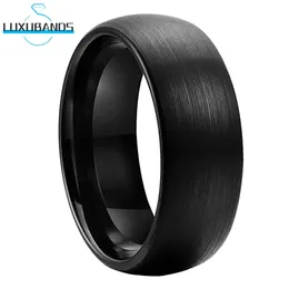 Anillos de banda 8 mm 6 mm Anillo de carburo de tungsteno para hombres Wemen Compromiso Banda de boda con cúpula Acabado cepillado negro En stock Ajuste cómodo 231219