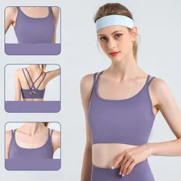 LL Women Cross Back Sports Bra's Women و Winter New Medium Strength Yoga Litness Thin Counter Strap Bra