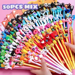 50 Teile/los Nette Cartoon Gel Stift 05mm Schwarz Tinte Kawaii Stifte Schreiben Neutral Unterschrift Schreibwaren Büro Schule Liefert 231220