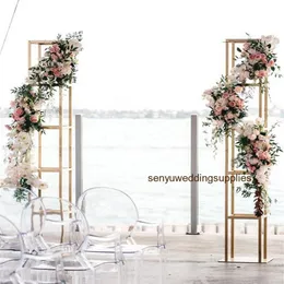 Suporte apenas piso dourado de metal, arco de flores altas, peças centrais para decoração de casamento, arranjo floral, suporte para palco de casamento 2504