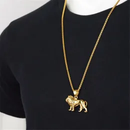 Collana con leone in oro giallo 14k per donna uomo Ciondolo con leoni di colore dorato Gioielli con animali, Leone africano etiope Miglior regalo