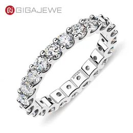 GIGAJEWE GIGAJEWE Moissanite bague d'éternité complète 2 0-2 4ct 3 0mm D VVS1 coupe ronde 925 argent diamant Test réussi femme fille cadeau GM262e