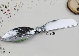 fork wedding favors butter spatula jam cheese spreader knife dinner fork 13cm leaves handle PVC box table decoration wedding gifts 12 LL
