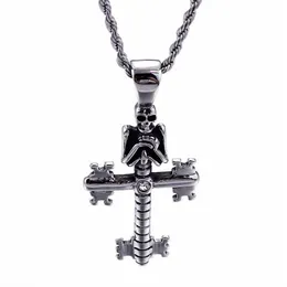 Punk Böse Schädel Anhänger Halsketten Für Männer Edelstahl Kreuz Kette Gothic Biker Schmuck Accessories212x