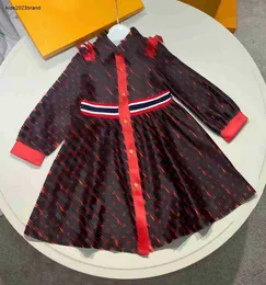 Novo vestido de menina com estampa completa de letras e flores, vestidos infantis, tamanho 110-160, saia de designer para bebês, vestido infantil dec10