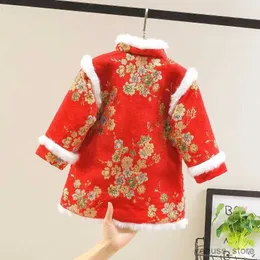 Sukienki dziewczynki dziewczyny koronkowe sukienka cheongsam gruba ciepłe noworoczne reresidos nowe modne styl chiński sukienki dla maluchów dziewczyny eleganckie ubrania 2-8y