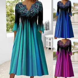 Feestjurken Zomerjurk 2023 Elegant Lang Voor Vrouwen Casual Gedrukt Halve Mouw Taille Boho Vestidos