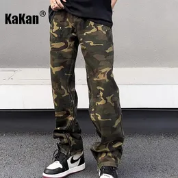 Женские спортивные костюмы Kakan American Street Camouflage Vintage Jeans для мужчин High Long Long Straight Tube Men Stance K27 231219