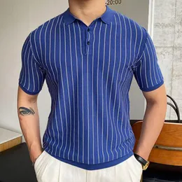 Camiseta masculina slim fit manga curta lapela camisa polo de negócios estilo europeu e americano camiseta