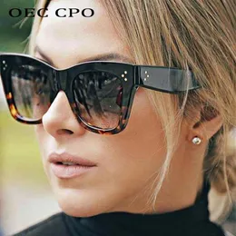 OEC CPO Fashion Square Seprases Women Women Excalsions 2020 Rivets Female Sun Glasses Lradient Cateye Eyewear UV400 O163291S