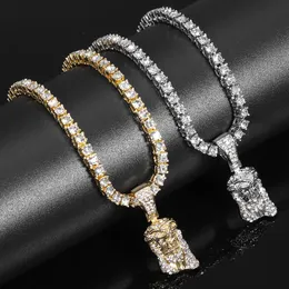 Jewelry Boxes Jesus Christ Piece Head Face Pendant For Men Iced Out Shining Crystal Charm Necklace With Chain Hip Hop Jewelry 231219