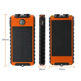 Banco de energia do telefone celular USB 10000mAh sem fio carregador rápido LED energia solar energia externa portátil para iPhone Android