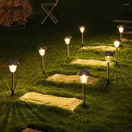 Gartendekorationen 2 Stück Rasenlicht Dekorative Pfähle Ornamente Intelligente wasserdichte solarbetriebene Projektionstreppenlampe für