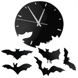 Väggklockor Halloween Bat Clock för hemdekoration tredimensionella husdekorationer