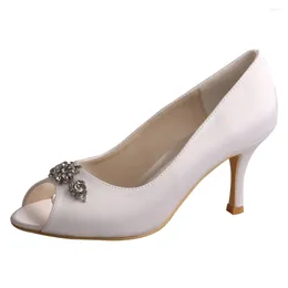 Dress Shoes Wedopus High Thin Heel White Women For Wedding Peep Toe Crystal Bride Pumps