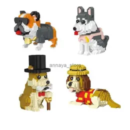 Modelowe zestawy budowlane Kawaii Zwierząt Dog Mirco Building Blocks Husky Bulldog Cute DIY Pets Model Schnauber Labrador Retriever Mini Brick Figur