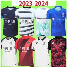 2023 2024 Fiji Rugby Jerseys Sevens Sevens Copa do Mundo de 7 pessoas Sistema Home Away Red Blue Black S-5xl Fijian Drua Manga curta