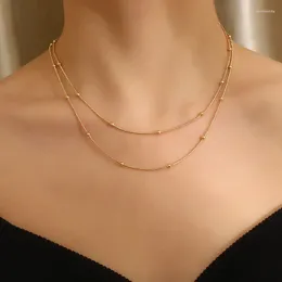 Kedjor Fashion Charm Bean Pendant Necklace For Women Creative Double Layered Colle Chain Chain rostfritt stål smycken gåva