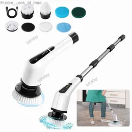 Rengöringsborstar 7 i 1 Electric Cleaning Brush Hushåll Rengöring Brushengöringsverktyg Produkter för hemfönster Kök Badrumborste Cleaner Q231220