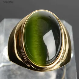 Pierścień Solitaire 18K Gold Color Pierścień biżuterii ze stali nierdzewnej z dużym kota Eye Stone Zamarniste Free Men Akcesoria Pierścienie Mężczyzna Wysoka jakość