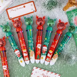 24 Pcs Wholesale Christmas 10 Color Ballpoint Pens Cartoon Animals Student Gifts Stationery 231220