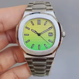 Fashion Gradient Green Dial Design Global Hot Selling Metal Automatisk mekanisk rörelse Titta på Sapphire Glass Trendiga mäns rostfritt stålarmband