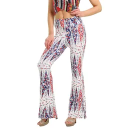 레깅스 nieuwe boho zomer vrouwen 스트레치 벨 바닥 브로크 댐 슬림 gedrukt flared broek hoge taille 패션 Vrouwen Lange Broek