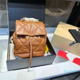 2024 женский кожаный рюкзак с ромбовидной клеткой, рюкзак большой емкости с цепочкой, стильный ленивый рюкзак для верхней части тела, 22 см