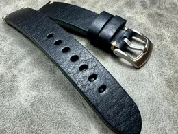 Relógio Bandas Grosso Handmade Dermis Preto Única Camada Strap 18mm 20mm 22mm Cinto Banda de Pulso Real Couro Substitua Pulseira de Couro Corrente