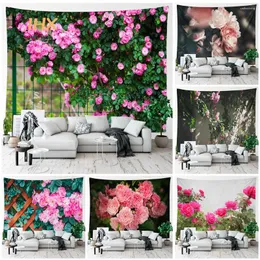 Tapisseries Flower Tapestry Room Decor Natural Landscape Plants Wall Hanging Bedroom Outdoor Bakgrund Hem Estetisk dekoration