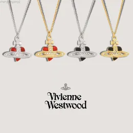 Designer viviene Westwoods Viviennewestwood Empress Dowager's Small Love Enamel Color Baking Paint Necklace Small Design Sense Saturn Necklace High Quality