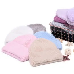 Gorro/calavera gorra casual gorro de mujer con el conejo verdad para beanie damas otoño de cachemira de invierno sombreros de tres veces grues