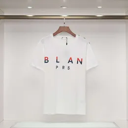 المصمم الفاخر Balans Classic 2023 New Contrast Letter Button Button There Short Sleeve T-Shirt عرضة وفضفاضة بغض النظر عن الجنس