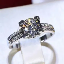 100% 실제 18k 골드 반지 여성을위한 천연 AAA Moissanite 보석 보석 Anillos de Bizuteria 긴장 설정 미니 다이아몬드 반지 Y289M