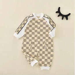 Spring Autumn Baby Boys Girls Brand Rompers Letters Printed Kids Long Sleeve Jumpsuits Toddler Onesies Nyfödda kläder