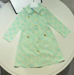 Neue Kinderkleider Hochwertiges Denim-Mädchenkleid Größe 110-160 Goldknopfdekoration Baby-Designerrock Kleinkindkleid 10. Dezember