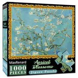 3D Puzzles Maxrenard Jigsaw Puzzle 1000 sztuk dla dorosłych Van Gogh Blossom Przyjazny dla środowiska papierowy Paper Pain Gift TOB 231219